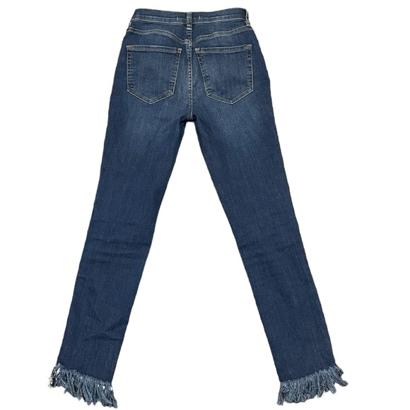 We The Free Distressed Fringe Ankle Dark Wash Blue Jeans - 25 - Picture 2 of 7